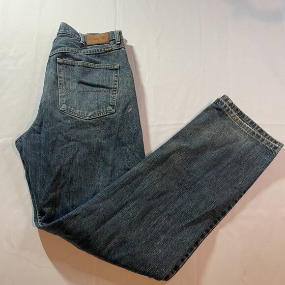 Wrangler Jeans Mens Size 34X34 Blue Dark Wash Denim Regular Fit Straight MGA20SD - Picture 5 of 5